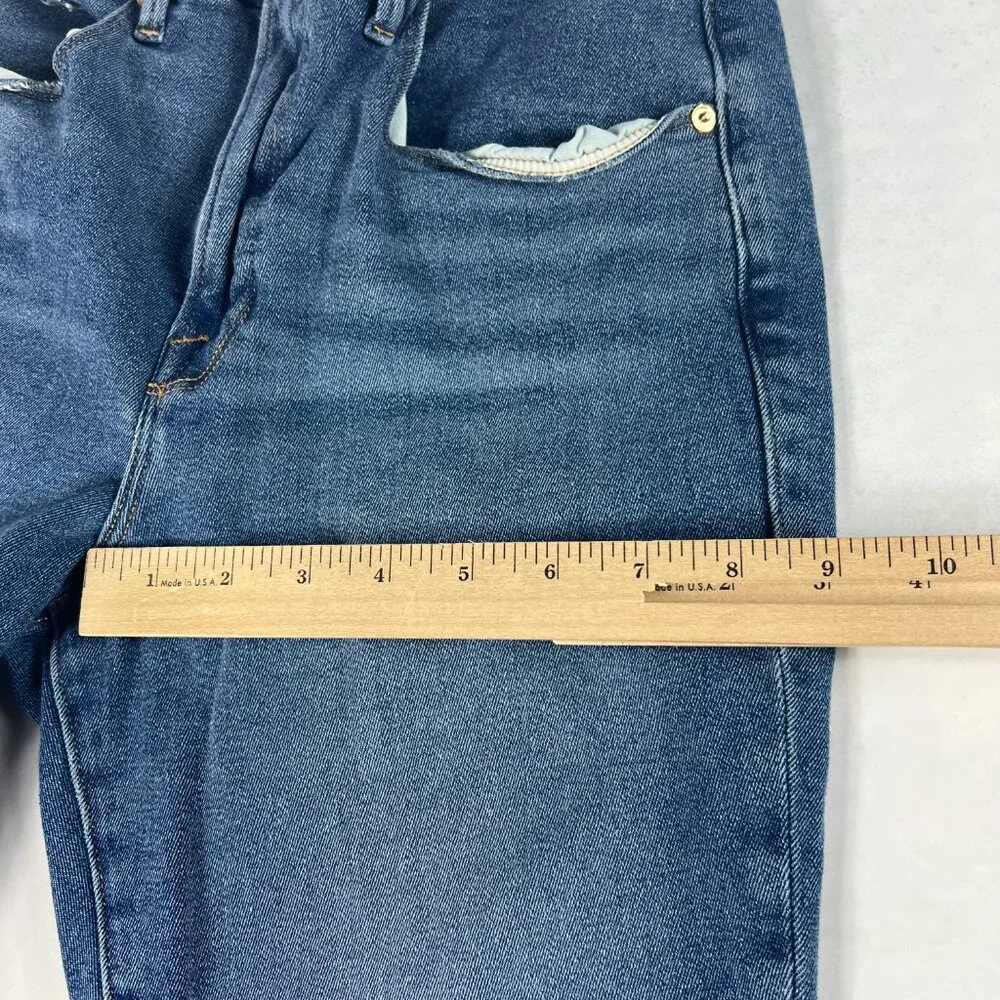 Good American Jeans Women's 12 Good Legs Skinny Ankle Blue Faded Stretch Denim